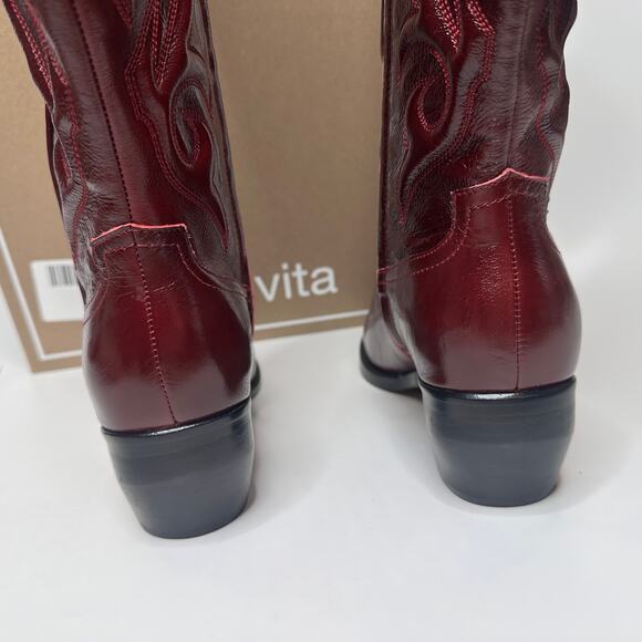 NWT Dolce Vita Mirla Extra Wide Calf Oxblood Leather Knee High Western Boots 9.5 - Picture 7 of 15